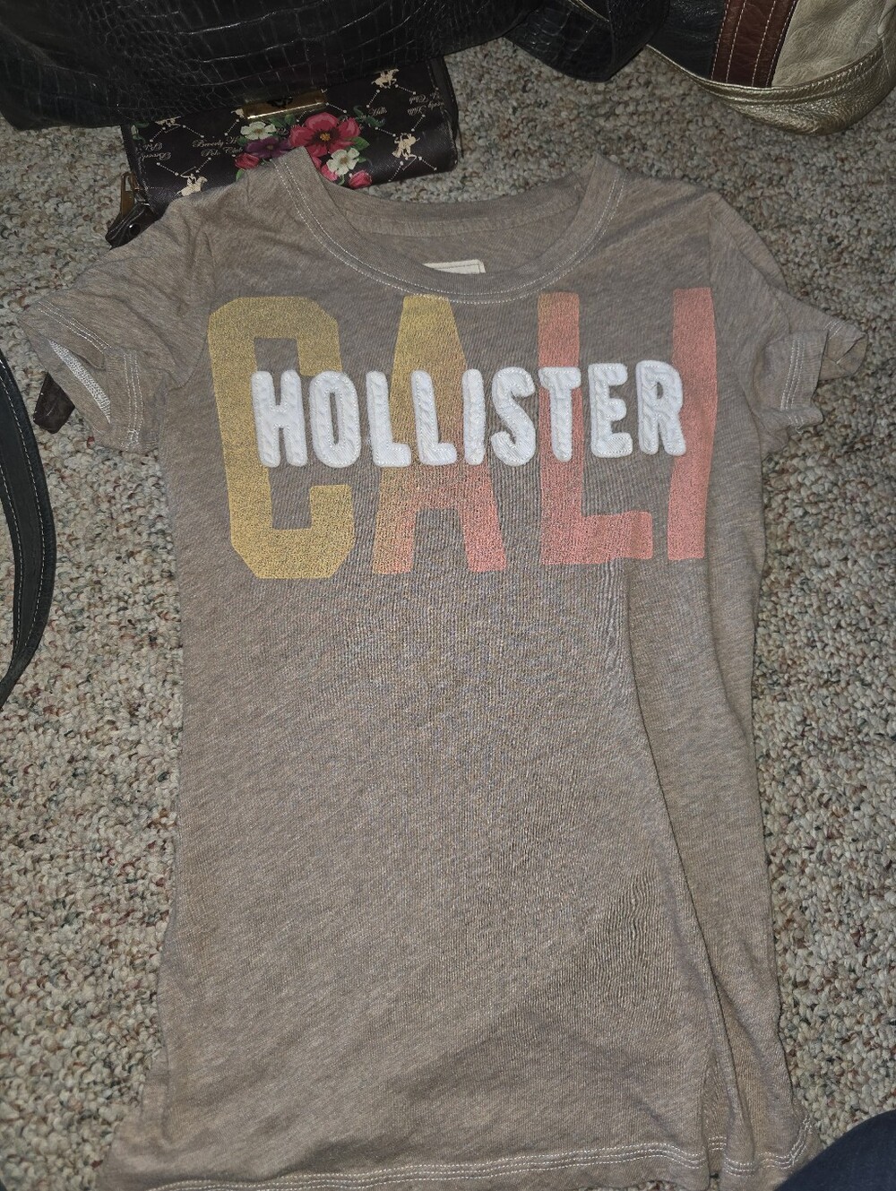 Hollister Brown Tee with Multi Colors Lettering - Picture 2 of 3
